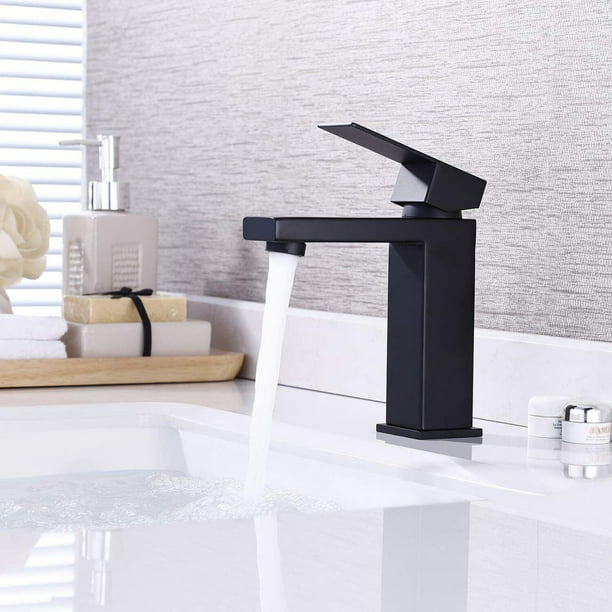 KES Black Bathroom Faucet Single Handle Type Stainless Steel Faucet Lavatory cUPC Certified Vanity Sink Faucet Matt Black L3156ALF-BK 